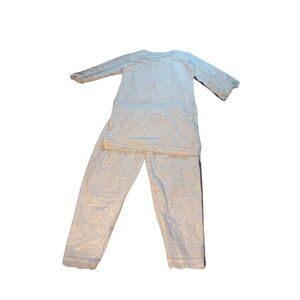 Chikankari Kurtis Women's Size XL White Sequined Eyelet Set